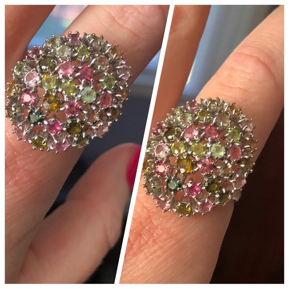 Genuine Unheated Round Tourmaline 3mm 14K White Gold Plate 925 Silver Ring 8 - Picture 7 of 17